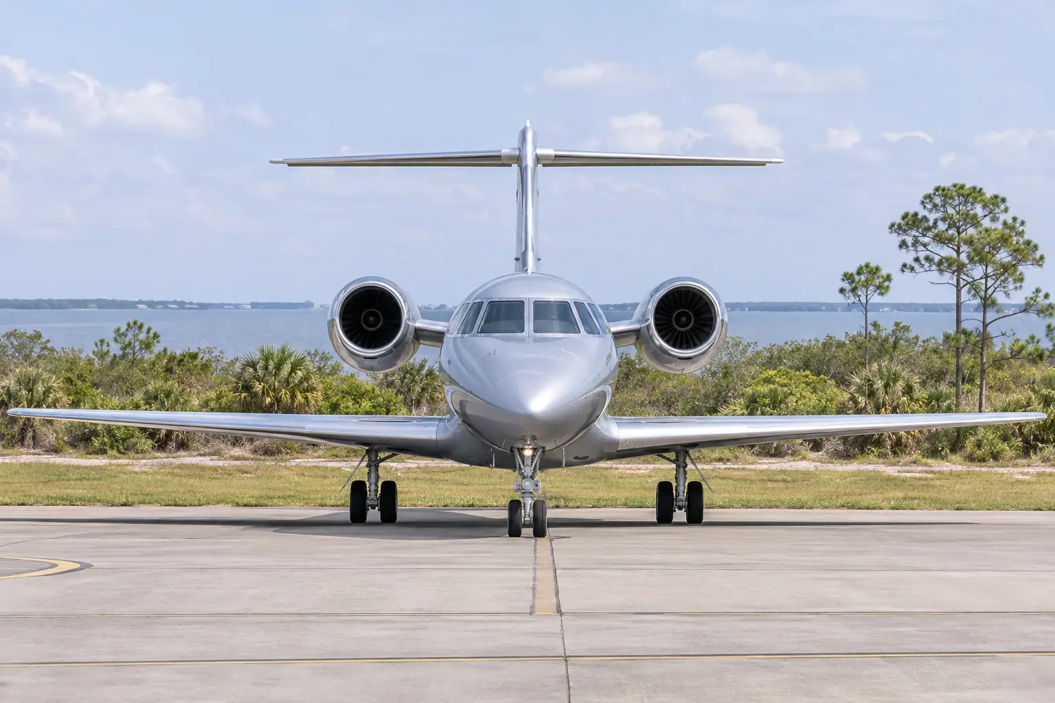 Midsize jet on the ramp